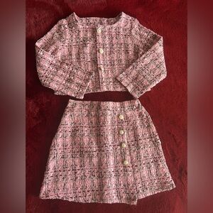 Pink Tweed Skirt and Jacket Set